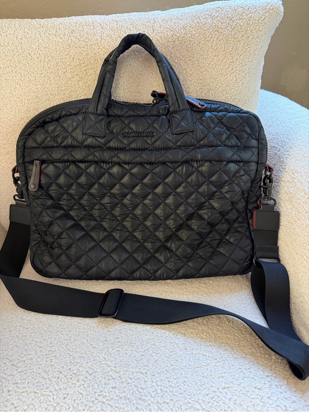 MZ Wallace Black Quilted Metro Tote - Convertible Laptop Crossbody Bag